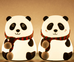 Sitting Panda Silicone Night Light – 7-Color Changing Touch Lamp with Scarf Detail