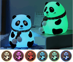 Sitting Panda Silicone Night Light – 7-Color Changing Touch Lamp with Scarf Detail