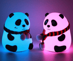 Sitting Panda Silicone Night Light – 7-Color Changing Touch Lamp with Scarf Detail