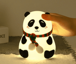 Sitting Panda Silicone Night Light – 7-Color Changing Touch Lamp with Scarf Detail