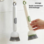 360° Rotating Kitchen Dish Brush with Push-Squeeze Soap Dispenser