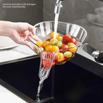 Multi-functional Funnel Drain Basket – 2-in-1 Fruit & Veggie Washer