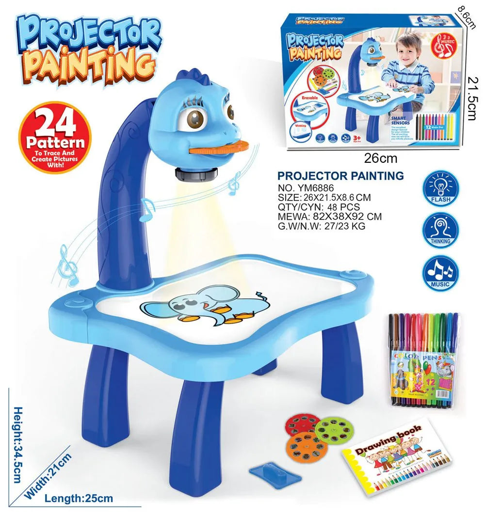 Kids Giraffe Projection Drawing Table – Interactive Educational Projector Painting Desk with 24 Patterns