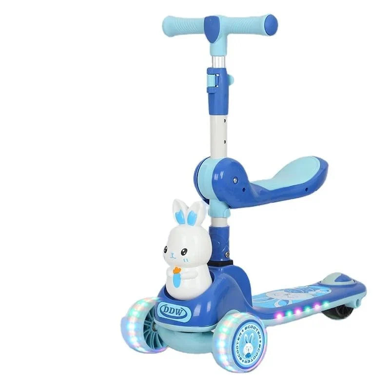 2-in-1 Kids Kick Scooter with Foldable Flip-Down Seat – 3-Wheel Adjustable Toddler Scooter