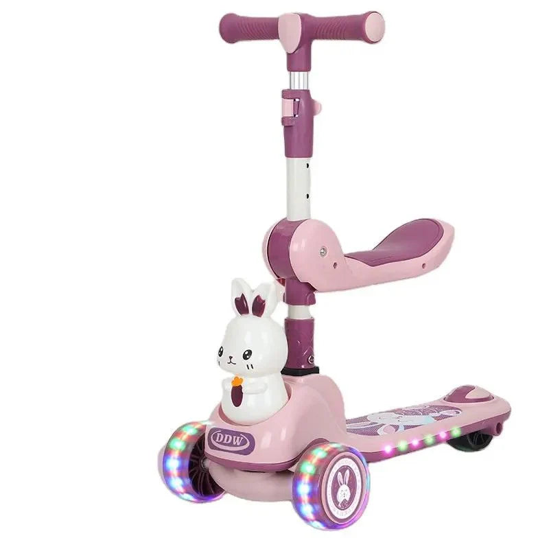 2-in-1 Kids Kick Scooter with Foldable Flip-Down Seat – 3-Wheel Adjustable Toddler Scooter