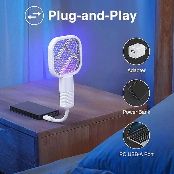 Mini USB Mosquito Swatter – Portable Electric Fly Zapper with Purple Light Trap