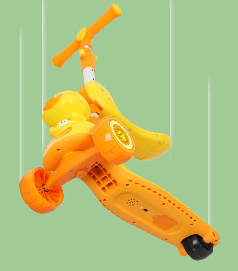 2-in-1 Kids Kick Scooter with Foldable Flip-Down Seat – 3-Wheel Adjustable Toddler Scooter