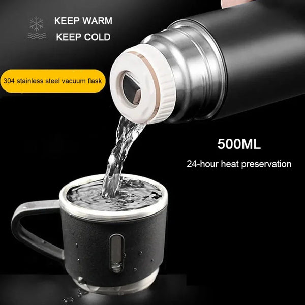 Stainless Steel Insulated Vacuum Flask Set – Hot & Cold Thermal Water Bottle