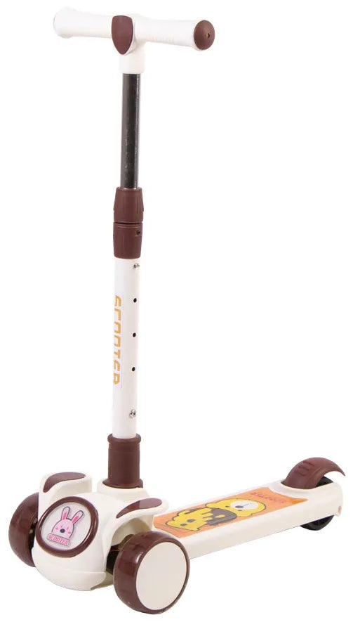 Adjustable 3-Wheel Kick Scooter for Kids – Toddler Scooter with Lean-to-Steer, Cute Bunny Design