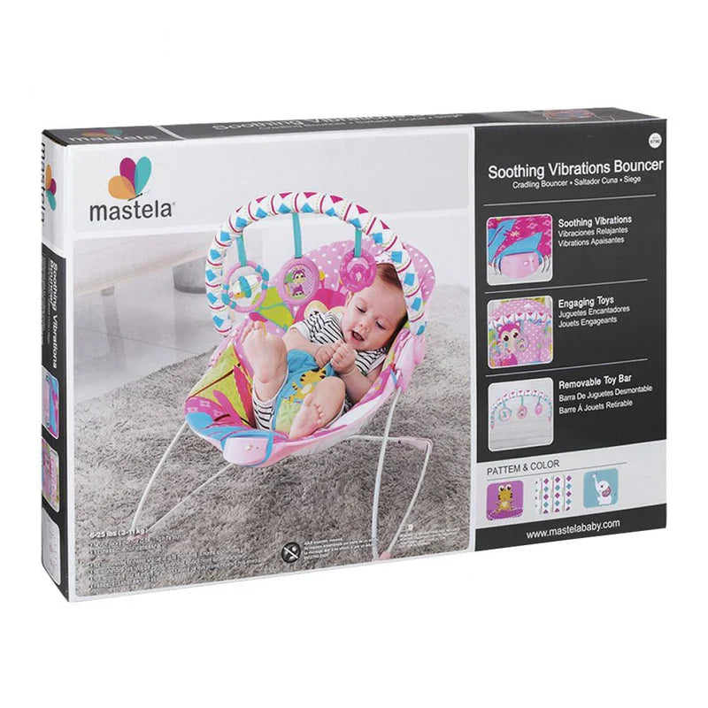 Colorful -Themed Baby Bouncer with Toy Bar – Soft & Secure
