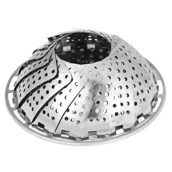 Stainless Steel Folding Steamer Basket – Expandable Veggie Colander & Fruit Tray