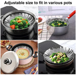 Stainless Steel Folding Steamer Basket – Expandable Veggie Colander & Fruit Tray