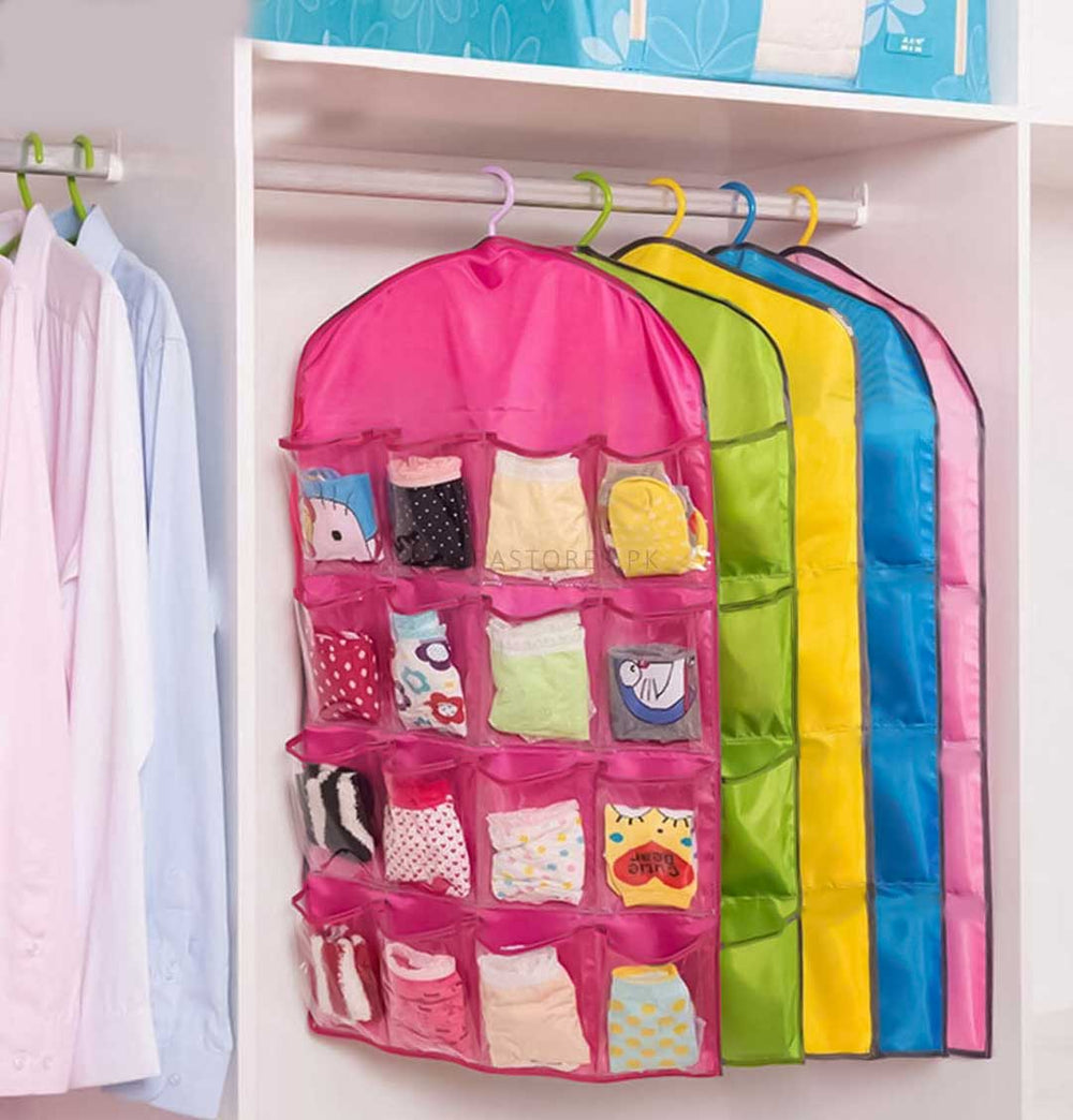 Hanging 16-Pocket Multi-Purpose Clear Organizer – Space-Saving Storage Solution