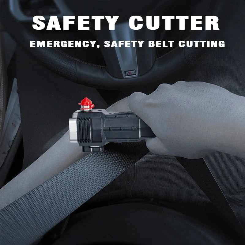 Multi-Functional Tactical LED Flashlight with COB Work Light & Emergency Hammer