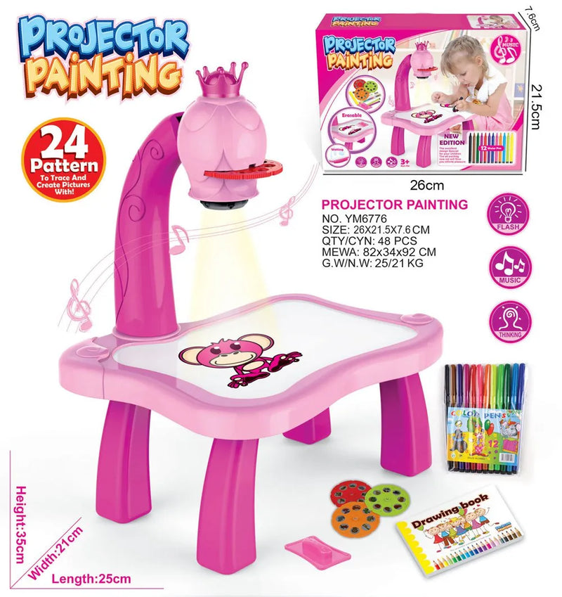 Kids Giraffe Projection Drawing Table – Interactive Educational Projector Painting Desk with 24 Patterns