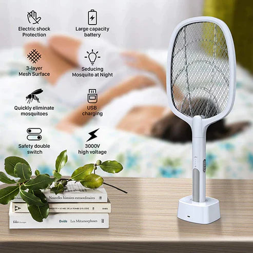 Smart 2-in-1 Electric Bug Zapper – Rechargeable Mosquito Swatter & Trap