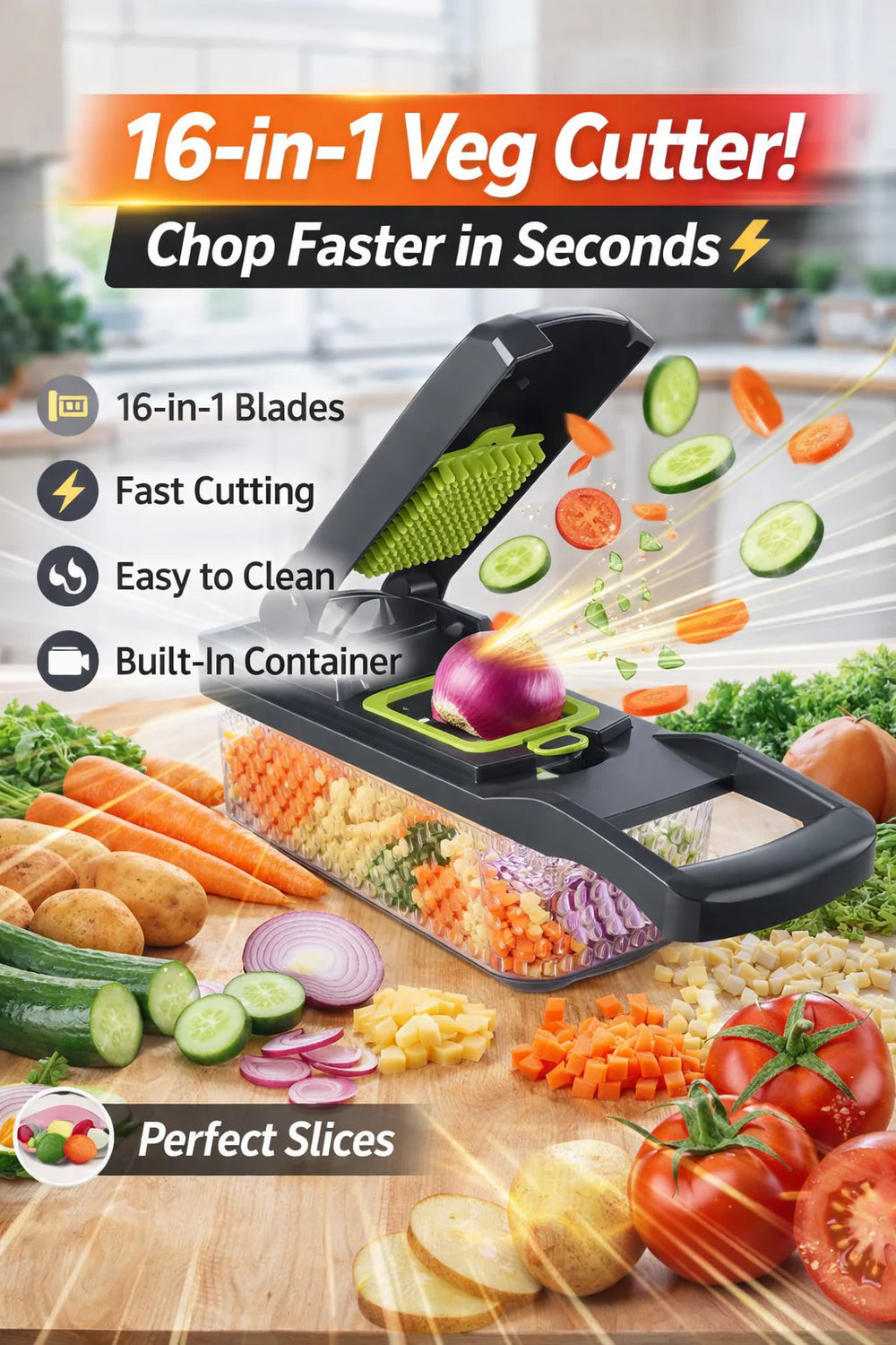 16-in-1 Professional Veggie Slicer & Multifunctional Chopper Set