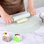 Silicone Rolling Pin & Kneading Pad Set – Non-Stick Pastry Mat with Measurement Guide