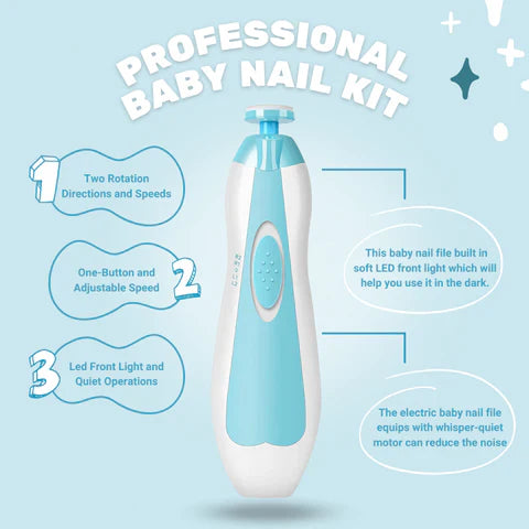 Baby Electric Nail Grinder Kit – Safe Infant Nail Trimmer with Whisper-Quiet Low Bass