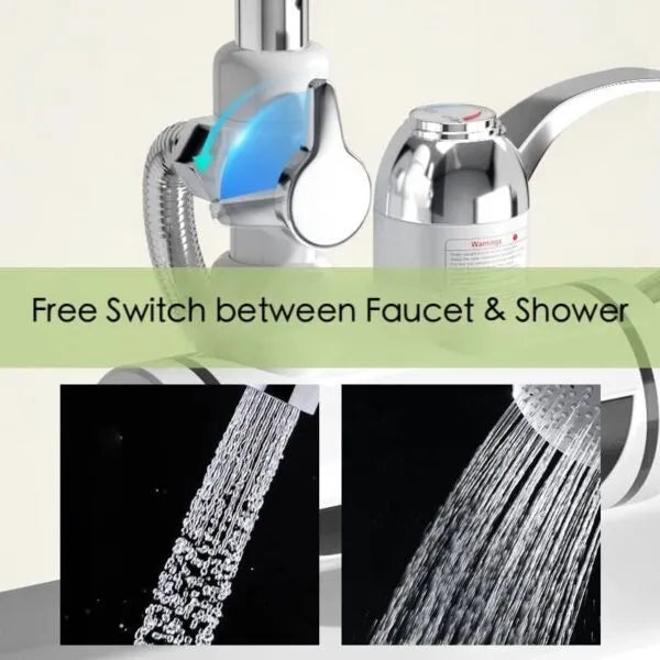 Instant Electric Hot and Cold Water Tap with Digital LCD Display & Dual Shower Attachment