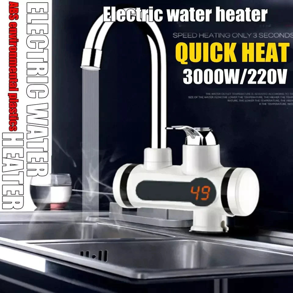 Instant Electric Hot and Cold Water Tap with Digital LCD Display & Dual Shower Attachment