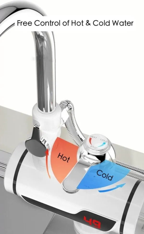 Instant Electric Hot and Cold Water Tap with Digital LCD Display & Dual Shower Attachment