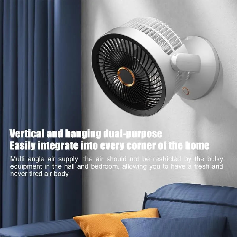 Compact Desktop Cooling Fan with 3-Speed Wind Cycle, Wide-Angle Oscillation, and Low-Noise
