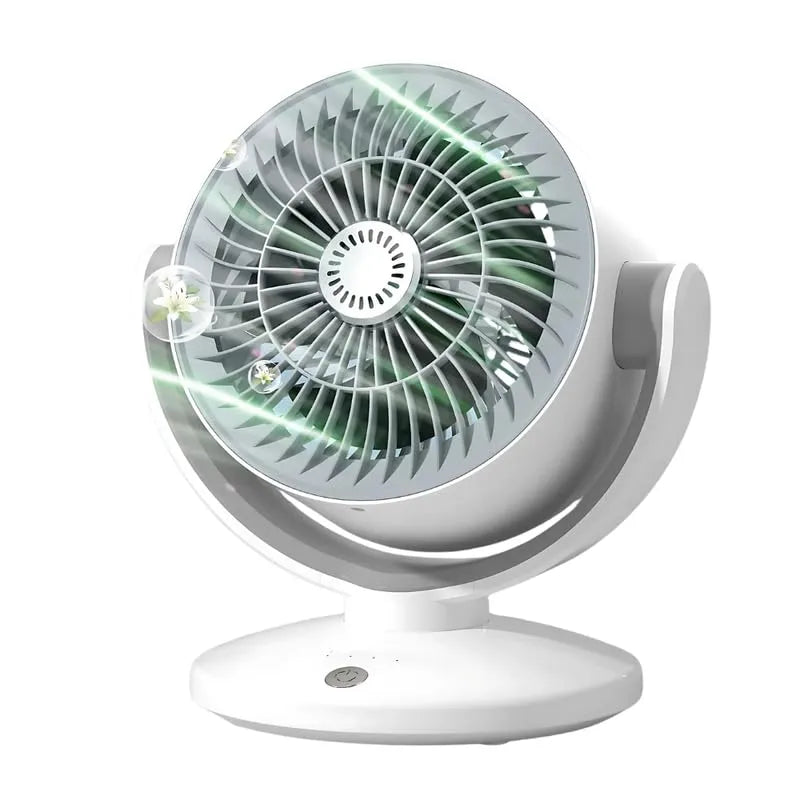 Compact Desktop Cooling Fan with 3-Speed Wind Cycle, Wide-Angle Oscillation, and Low-Noise