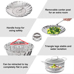 Stainless Steel Folding Steamer Basket – Expandable Veggie Colander & Fruit Tray