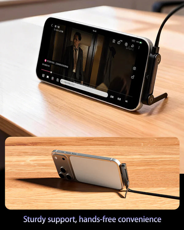 Ultra-Fast Charging USB-C Cable – Quick-Charge Elbow Adapter with Integrated Folding Phone Stand