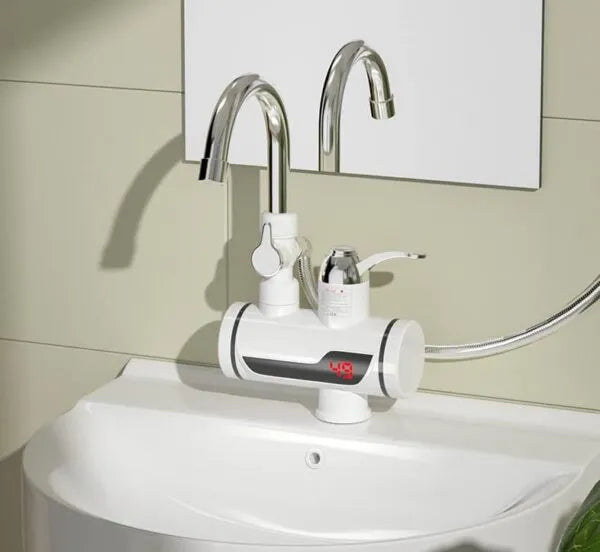 Instant Electric Hot and Cold Water Tap with Digital LCD Display & Dual Shower Attachment