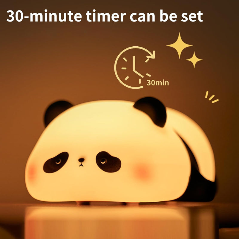 Adorable Panda Silicone Night Light – Dimmable Touch Control Lamp with Sleep Timer