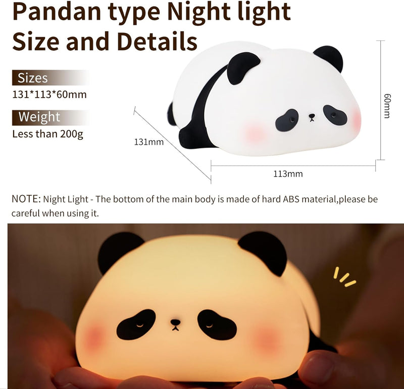 Adorable Panda Silicone Night Light – Dimmable Touch Control Lamp with Sleep Timer