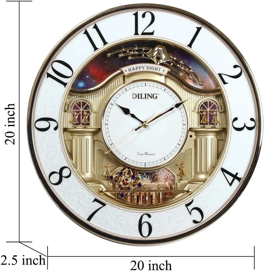 Luxury Musical Motion Wall Clock – 20-Inch Large Decorative Timepiece