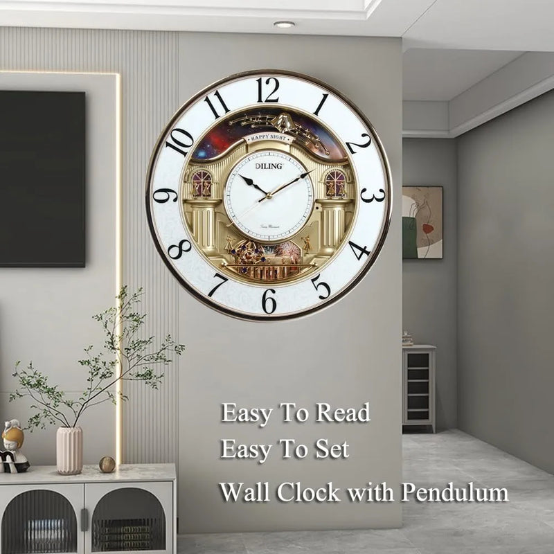 Luxury Musical Motion Wall Clock – 20-Inch Large Decorative Timepiece