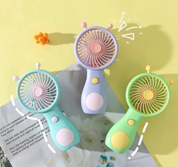 Cute Snail Antenna Handheld Mini Fan – Portable Rechargeable Pocket Fan