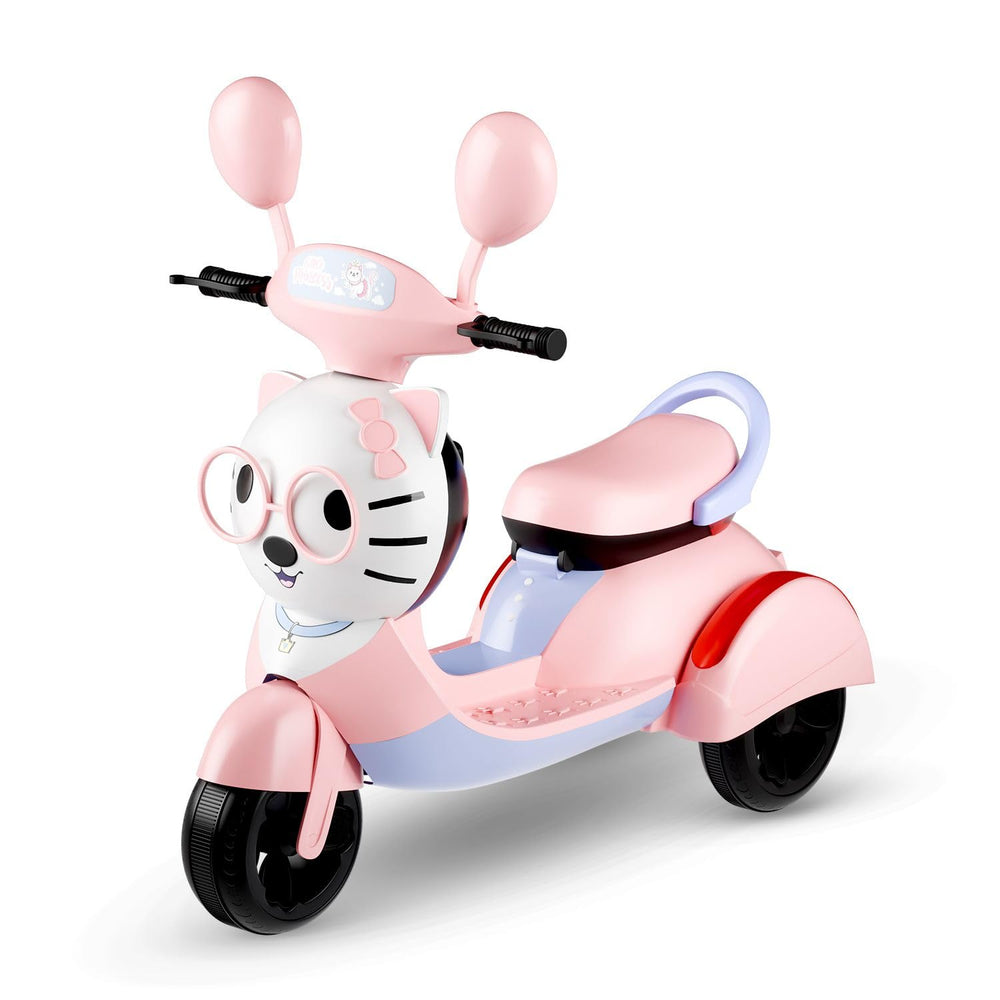Kids Electric Ride-On Scooter – 3-Wheel Battery Powered Toy Motorcycle with Cute Kitty Face,