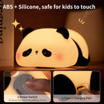 Adorable Panda Silicone Night Light – Dimmable Touch Control Lamp with Sleep Timer