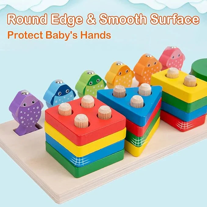 Wooden Shape Sorter Stacking Toy - Educational Magnetic Learning Toy