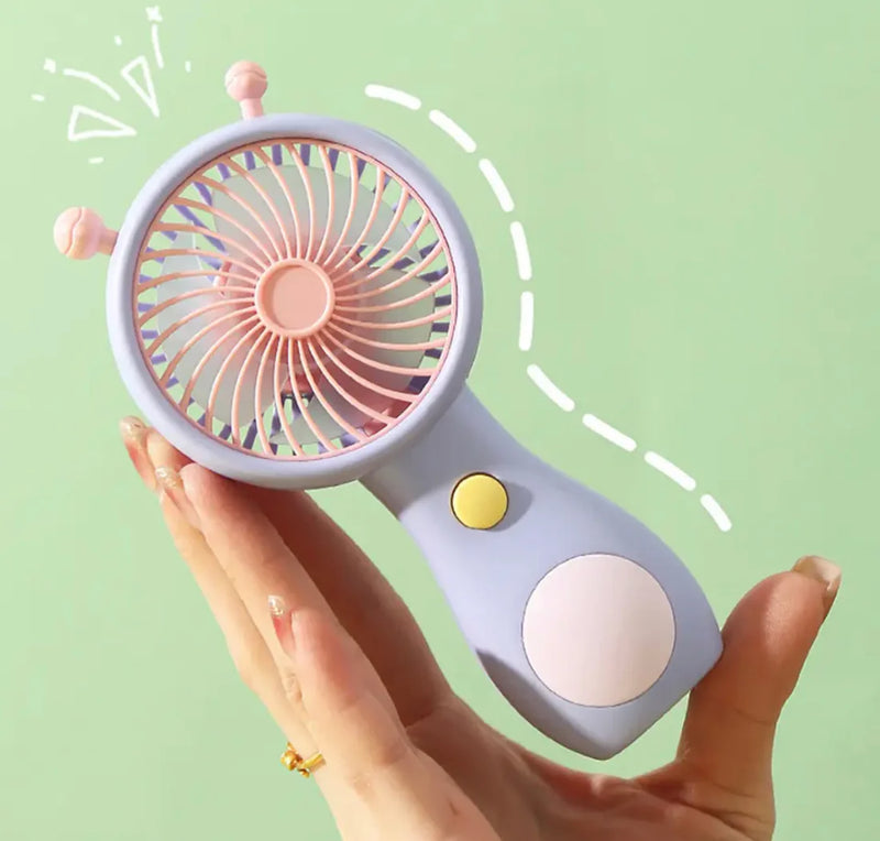 Cute Snail Antenna Handheld Mini Fan – Portable Rechargeable Pocket Fan