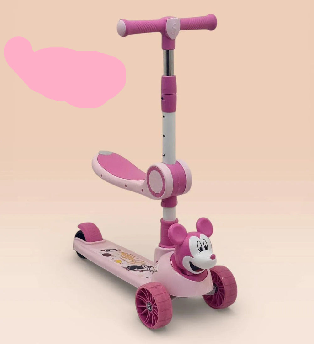 2-in-1 Kids' Kick Scooter with Foldable Seat – Adjustable 3-Wheel Ride-On Toy for Toddlers