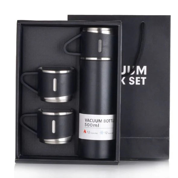 Stainless Steel Insulated Vacuum Flask Set – Hot & Cold Thermal Water Bottle