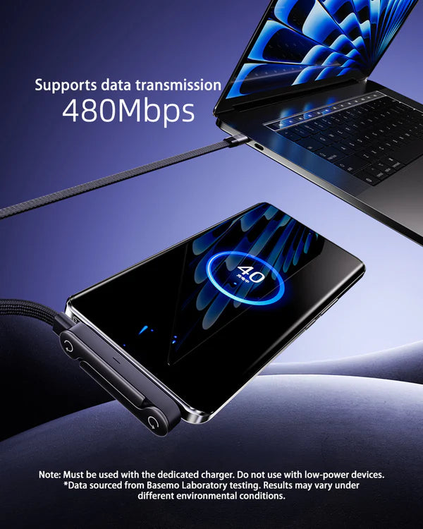 Ultra-Fast Charging USB-C Cable – Quick-Charge Elbow Adapter with Integrated Folding Phone Stand