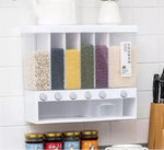 Wall-Mounted Dry Food Dispenser 6-Grid Cereal Dispensers Food Storage Container Kitchen Storage Tank