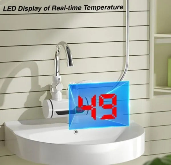 Instant Electric Hot and Cold Water Tap with Digital LCD Display & Dual Shower Attachment