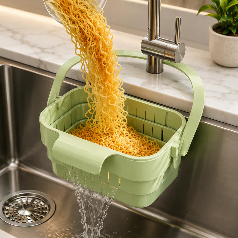Hanging Foldable Kitchen Sink Drain Basket –  & Storage Strainer Caddy