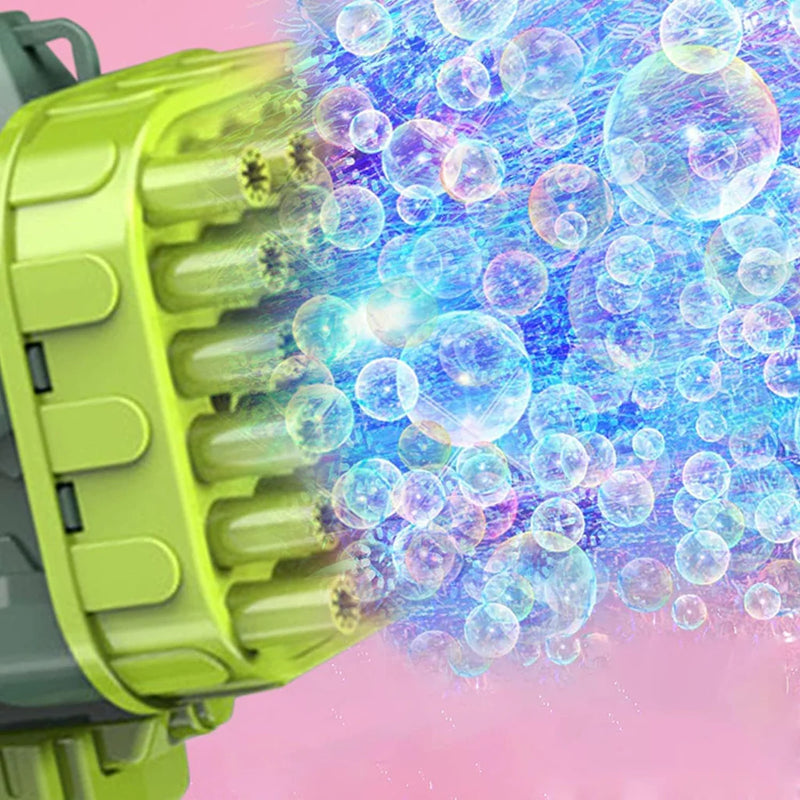 Dinosaur Bubble Bazooka – Automatic Gatling-Style Colorful Bubble Gun with Lights