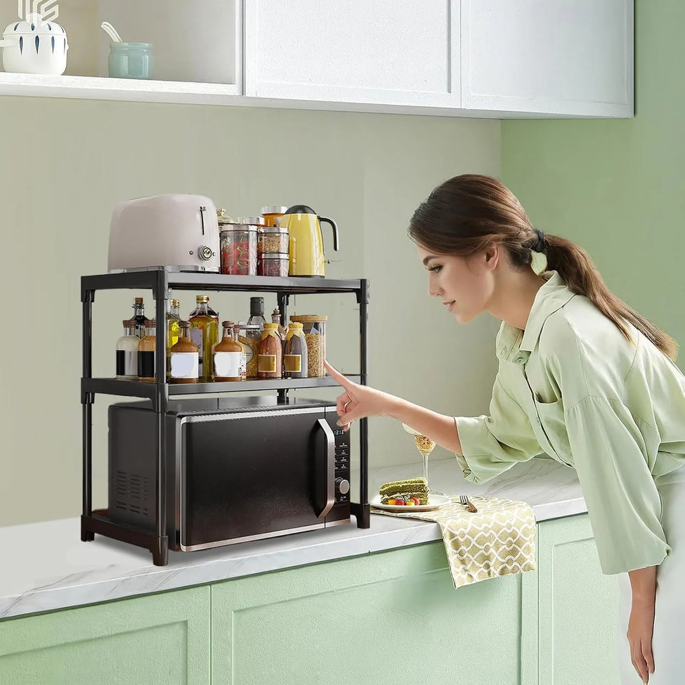 3-Tier Microwave Shelf Stand – Heavy-Duty Kitchen Countertop Storage Rack and Organizer