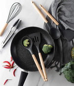 Professional Silicone Kitchen Utensil Set – Heat-Resistant Non-Stick Cooking Tools with Wooden Handles