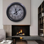 Industrial Gear Wall Clock – Large 3D Moving Cog Timepiece with Roman Numerals